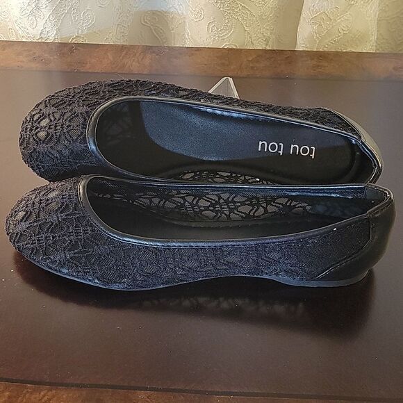 BRAND NEW  TOUTOU ELENA BLACK BALLET FLATS LACE  WOMEN"S SHOES - Picture 5 of 16